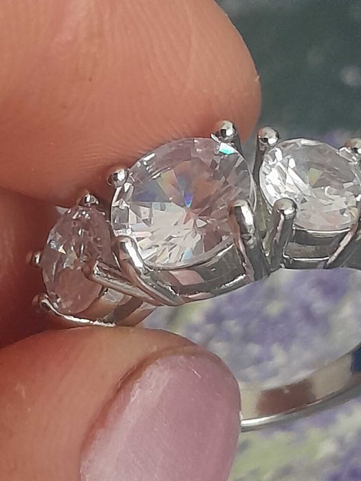 Inel argint 925 cu 3 Zirkonnia AAA,marimea 7/56