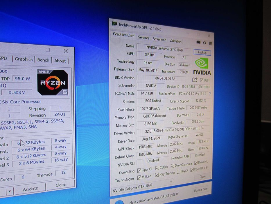 Гейм Ryzen 5 1600, 16GB с  GTX1070  8GB,  120GB SSD, 500GB HDD