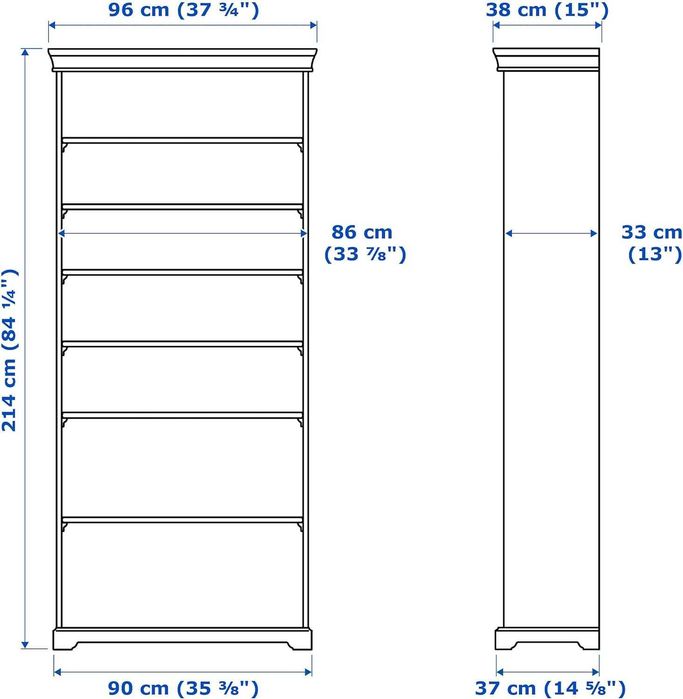 Biblioteca Liatorp Ikea, 96X214, alb, usor lacuit, 6 etajere mobile