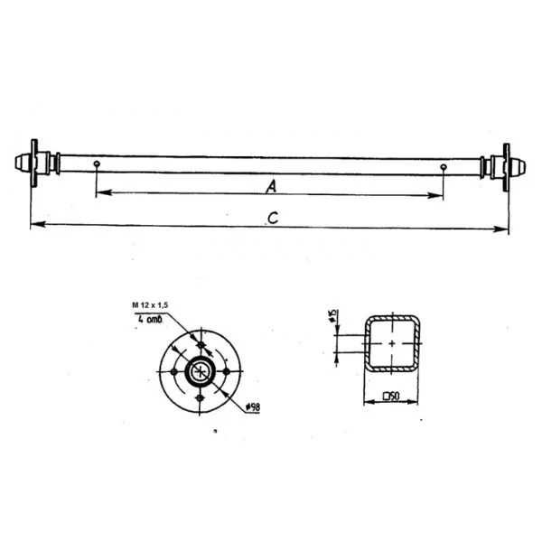 Ось для прицепа одна тонна