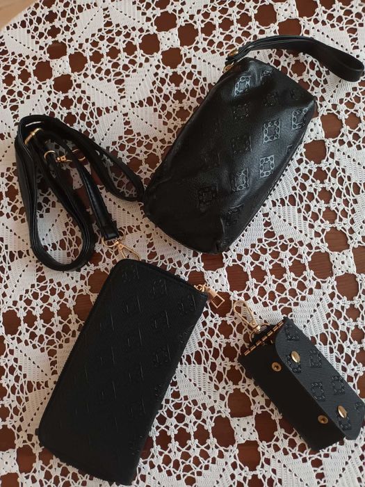 Комплект от 6 броя луксозни дамски чанти /Цвят: Черен;