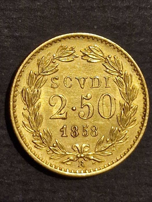Златна монета 2,5скуди 1858R Ватикана 4,33и1 скудо 1853 Ватикана 1,73