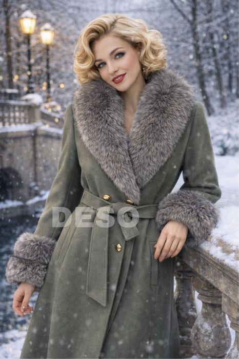 Кашмирено палто с ествствена лисица