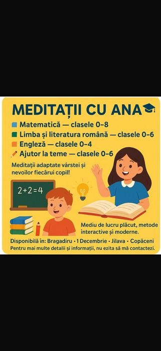 Meditații Matematică (M2), Română și Engleză | Seriozitate și Progres Vizibil - Bragadiru/Online