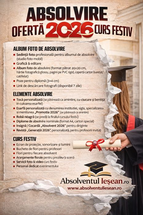 Robe absolvire, toci și eșarfe personalizate – de la 35 lei