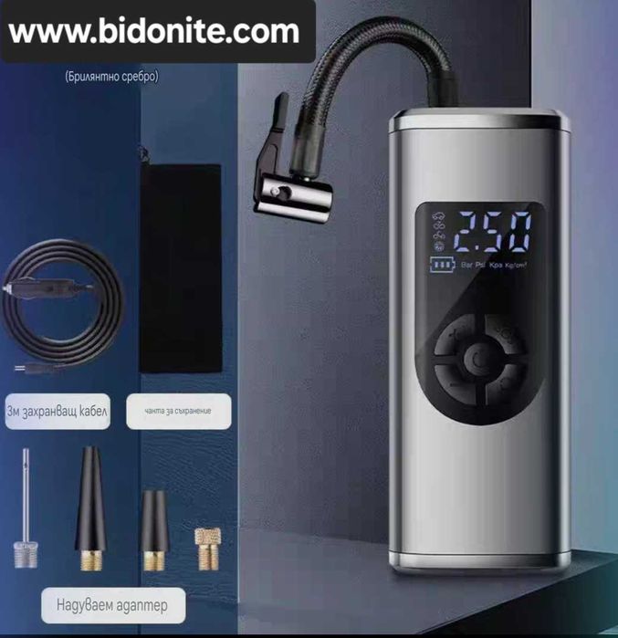 Компресор за гуми , Акумулаторен компресор, преносим батерия 6000 mAh