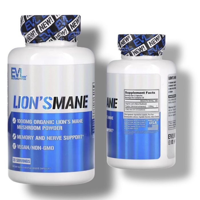 Ежовик гребенчатый 60 капсул Lion's Mane, EVLution Nutrition
