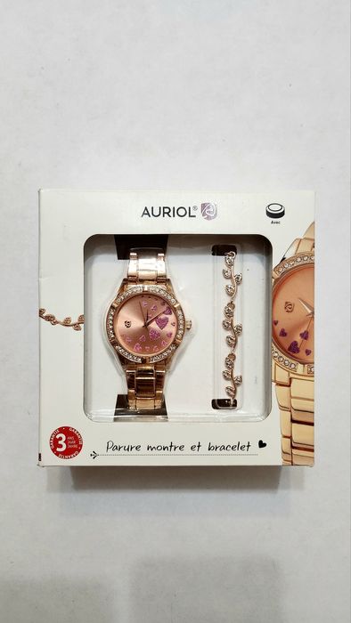 Ceas analogic quartz cu bratara reglabila + Bratara aurie - SIGILAT