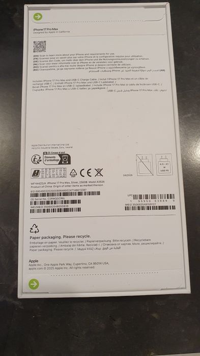 Iphone 17 Pro Max Silver Sigilat Nou  Factura