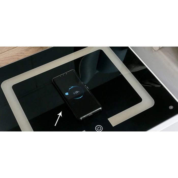 Noptieră smart multifuncțională cu încărcare wireless USB, 3 sertare
