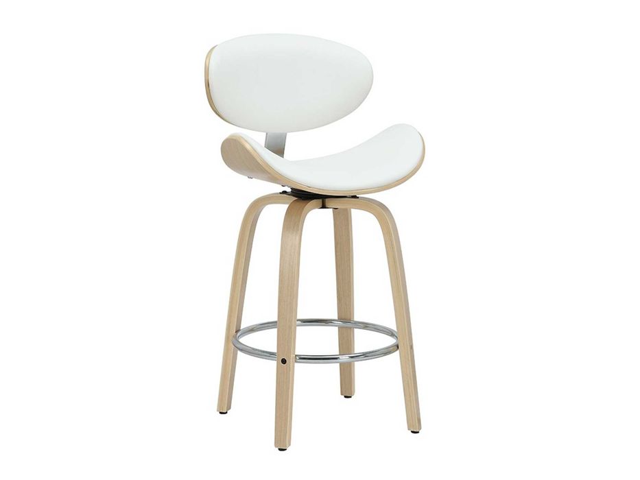 Модерен Бар стол Серен,  Цвят бял-натурал, Последни броики Промо цена!