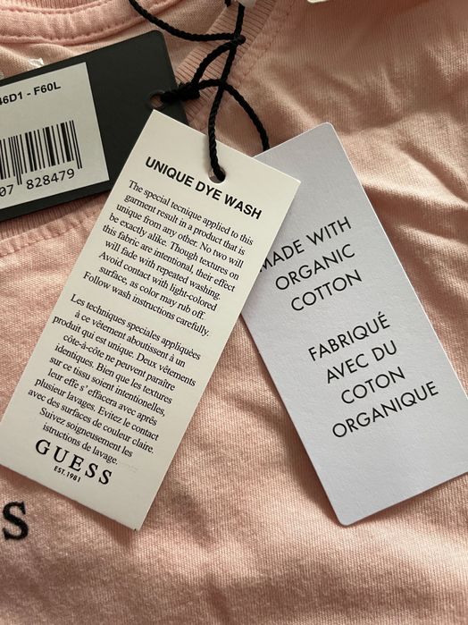 Оригинална тениска Guess - розова, с красив гръб, нова с етикет