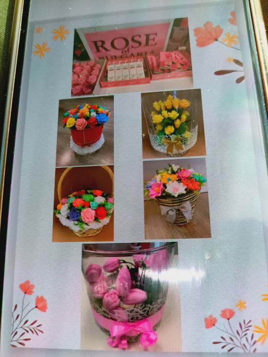 Цветя изработени с глицеринов ароматен сапун и Българска роза