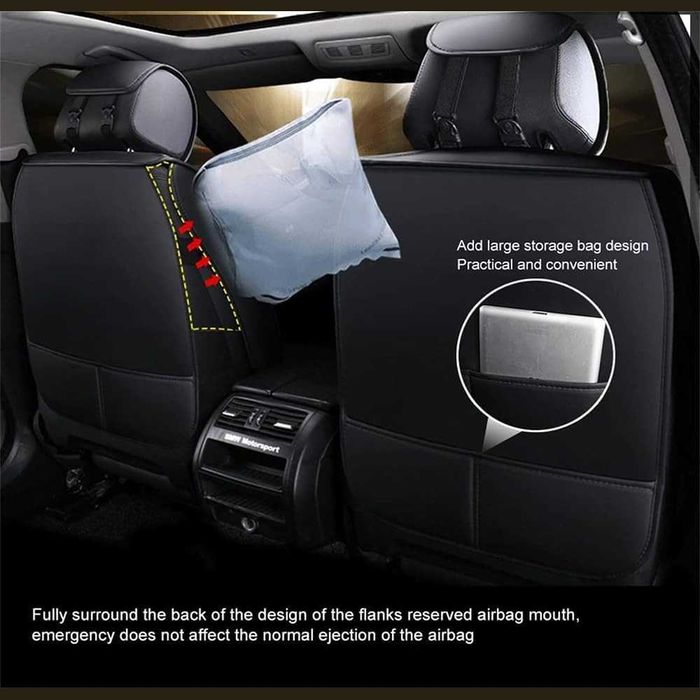 Луксозна универсална кожена тапицерия - черна или черна със син шев