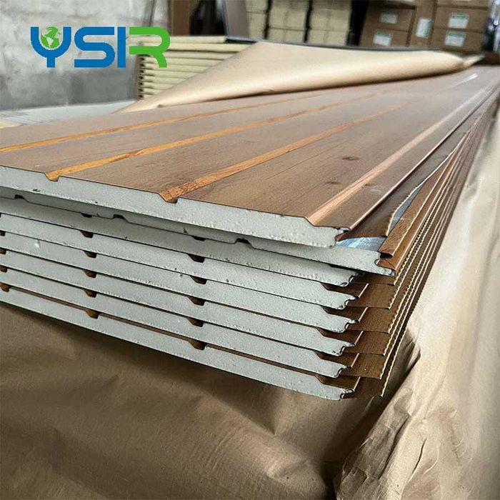 Сэндвич-панели из металла с полиуретаном под кирпич, дерево и мрамор