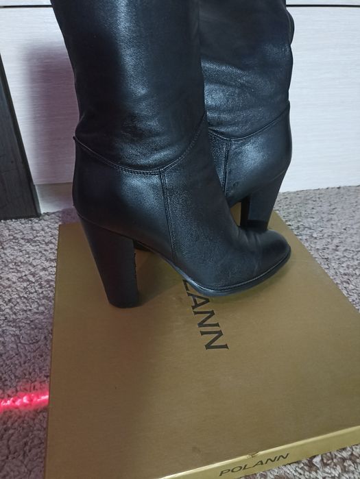 Сапоги ботфорты кожаные