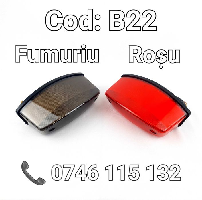Lampă Stop LED Universală 12V pentru ATV, Quad, UTV și Motocicletă – Poziție + Frână, Lentilă Roșie Sau Fumurie, Design Sport – B22