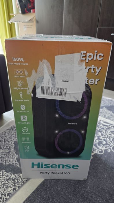 Boxa portabila HISENSE Party Rocker 160, 160W, Bluetooth, negru