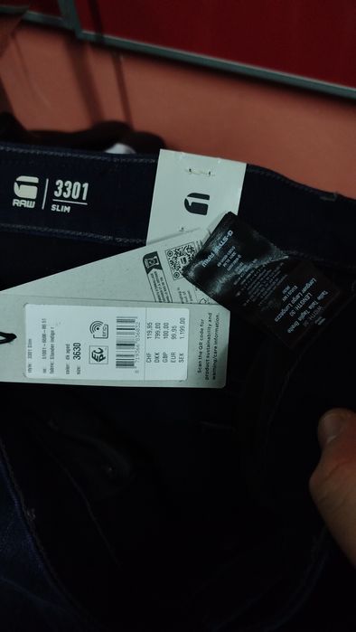 Оригинални дънки G-Star Raw 3301 W36 L30 нови мъжки slim