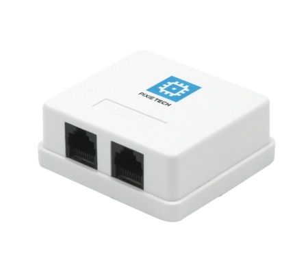 Розетка накладная RJ45, 2 порта, UTP, 5e кат.