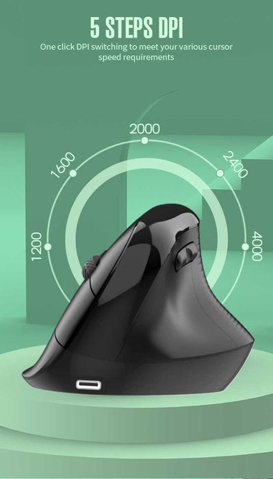 Mouse wireless vertical, cu sau fara fir 2.4GHz + BT 5.0,