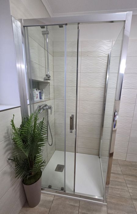 Set ușă glisantă + panou fix de duș  BELOYA – 100 × 80 cm