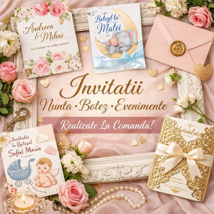 Invitații Nuntă, Botez, Petreceri – Personalizate la Comandă