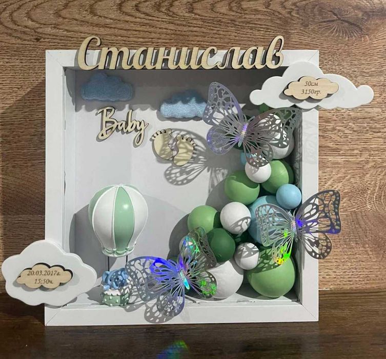 3д бебешка визитка.Луксозен подарък за изписване,погача,кръщене.