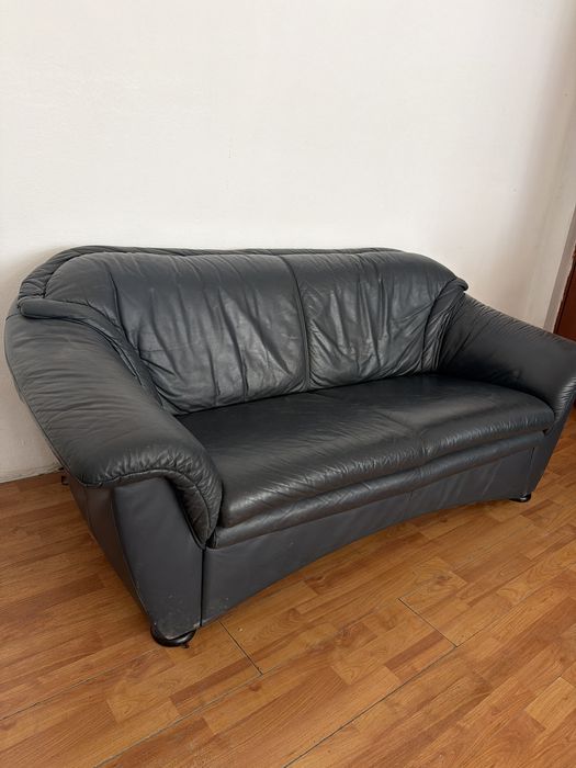 Set 2 canapele din piele,si lemn