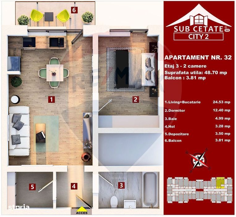 Apartament cu 2 camere