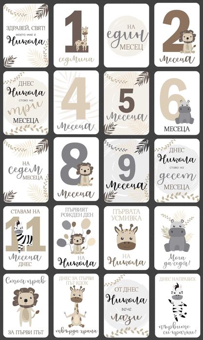 Персонализирани бебешки фото карти, Персонализирани бебешки месечинки