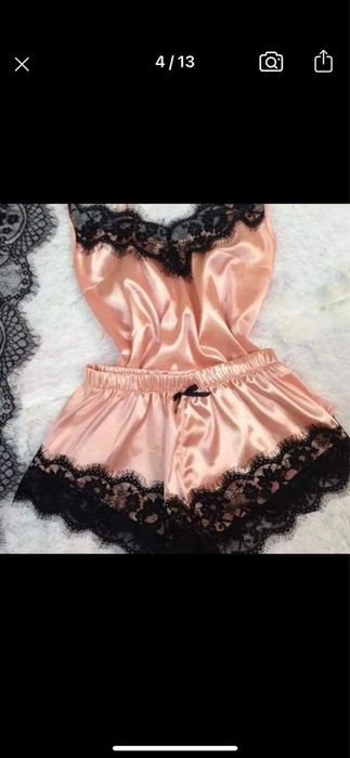 Сатенирани пижами комплект от 3 части