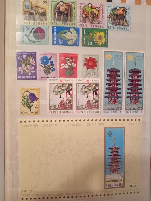 Clasor 14 Pagini Timbre Noi MNH România (1970-1974) - Serii Complete și Colițe