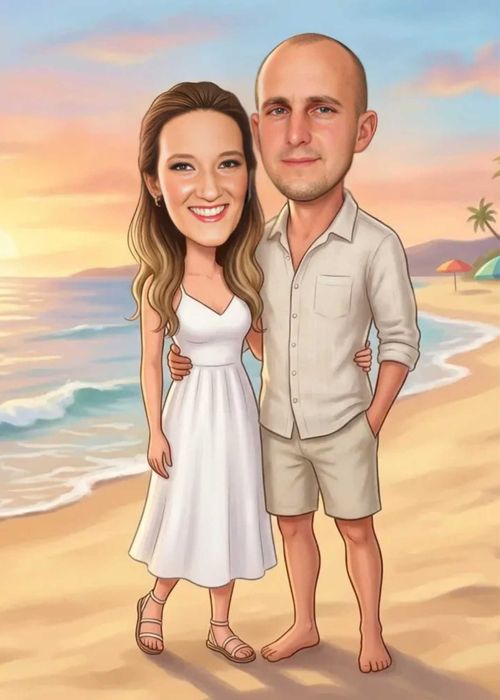 Карикатура по снимка , подарък карикатури дигитални , за мъж , за жена