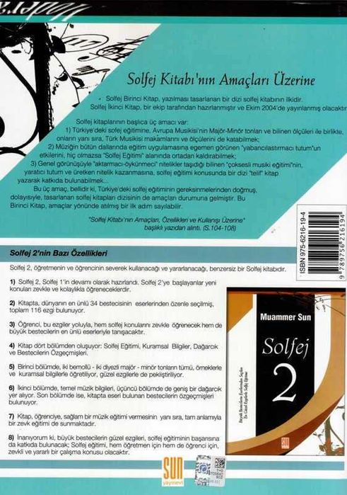 Комплект Muammer Sun Solfej 1 и 2, CD, учебници по музика и теория, ноти, на турски език
