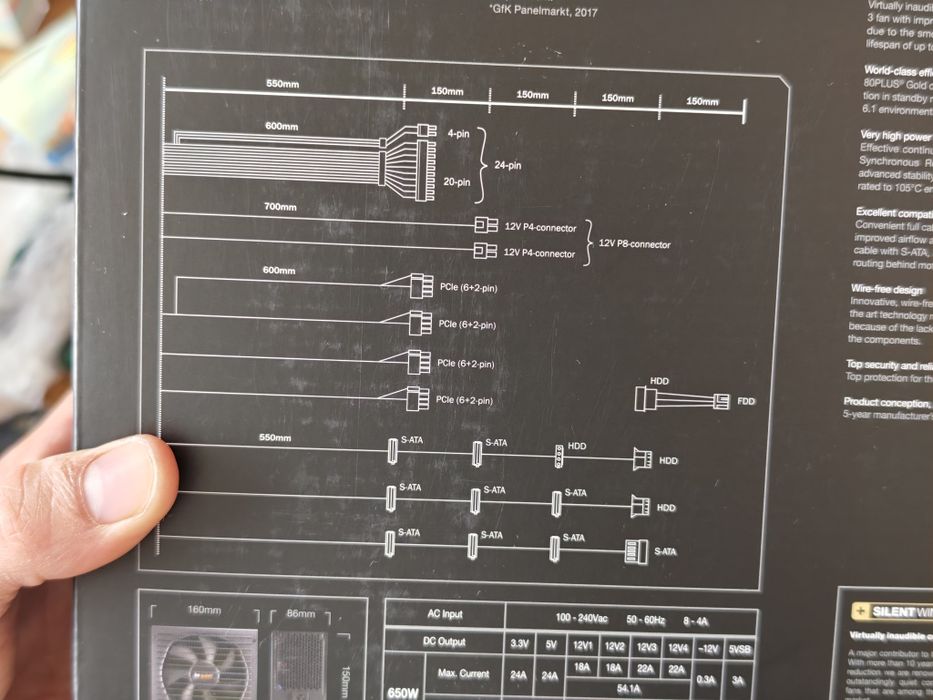 Захранване be quiet! Straight Power 11 650W – 80 PLUS Gold, Модулно, У