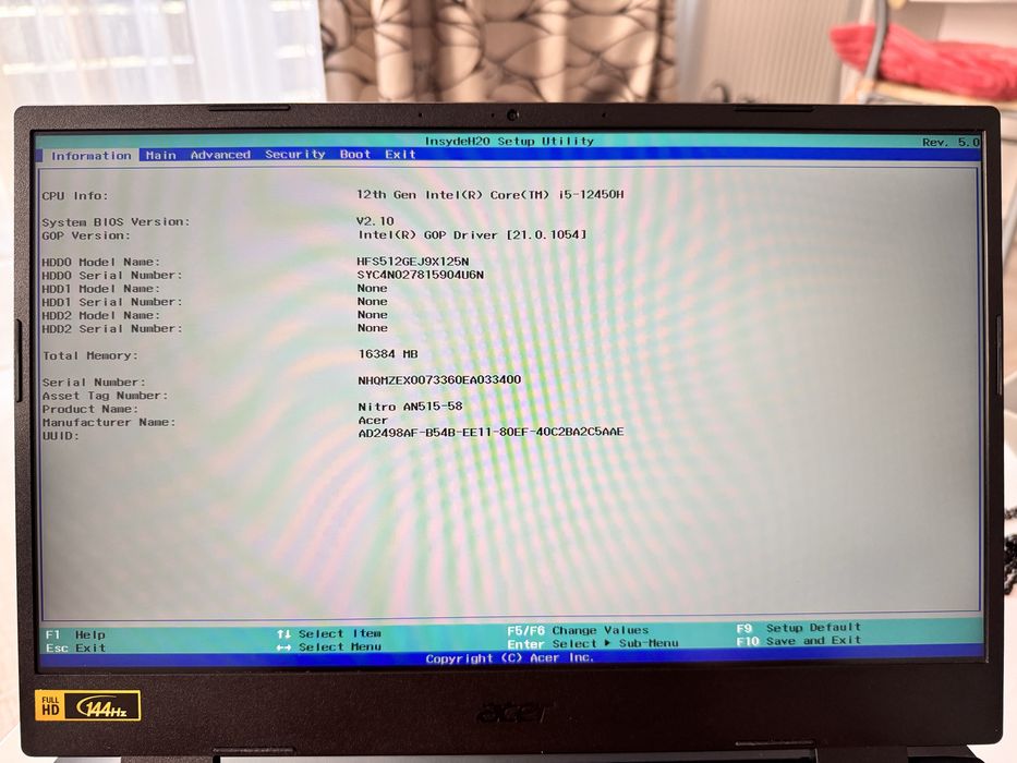 Vand laptop Acer Nitro 5 Intel + RTX 2050 pentru piese sau reparatii