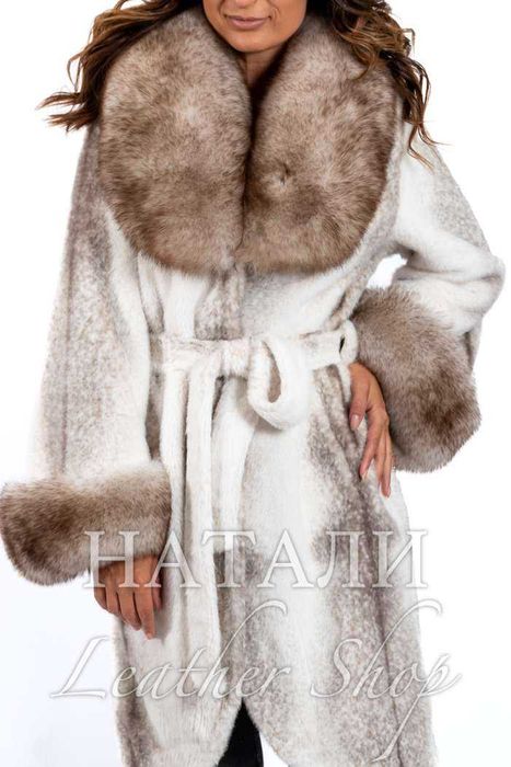 Кожух от алпака с косъм Ава Melange