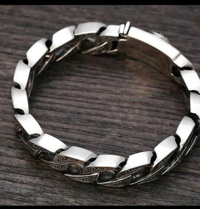 Новый мужской серебряный браслет