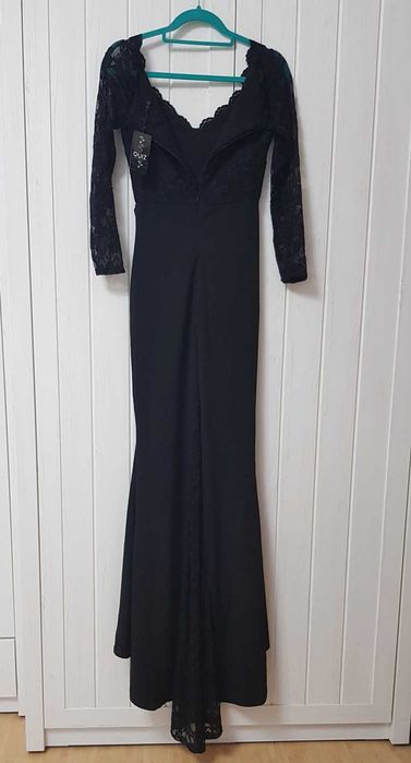 Rochie de seară Quiz, neagră, cu trenă