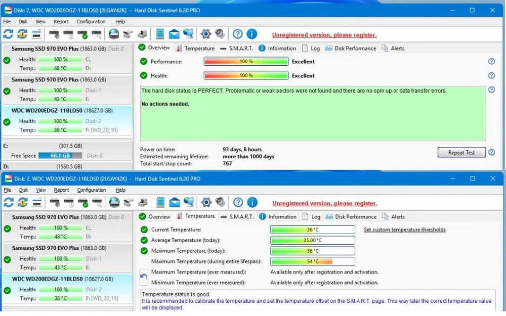 HDD Extern WD Elements 20TB, 3.5", USB 3.0 - Sănătate 100%, Pachet Complet