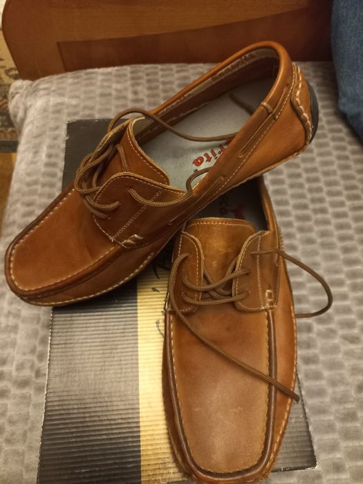 Pantofi piele naturala, maro. 41. Mocasini.