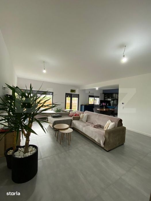 Casa moderna pe parter, 120 mp utili, teren 9 arii – complet mobilat
