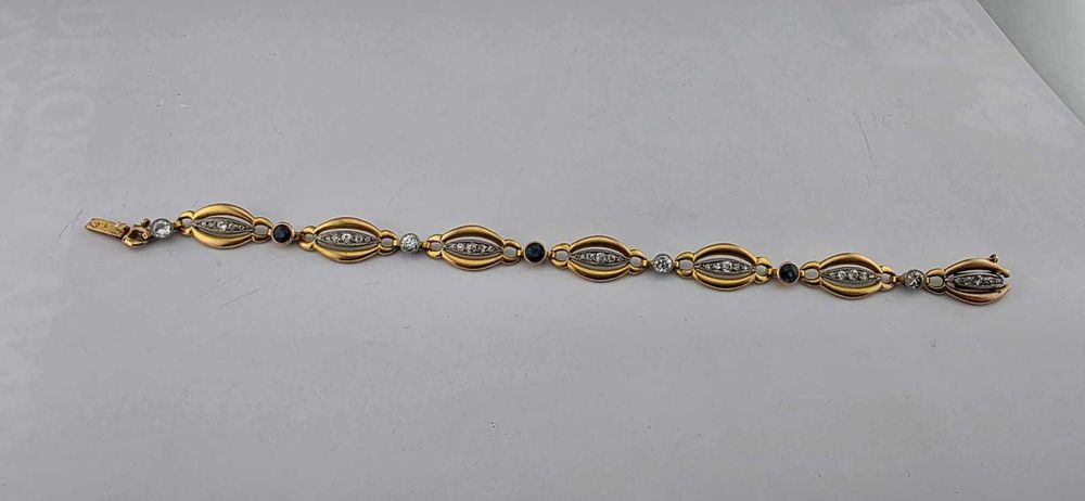 Bratara vintage Aur cu diamante naturale si safire