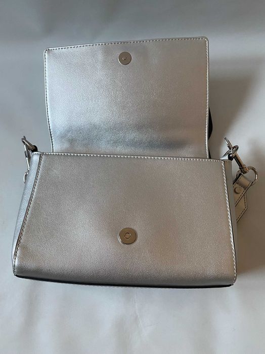 Geanta dama, Trussardi Jeans, piele argintie