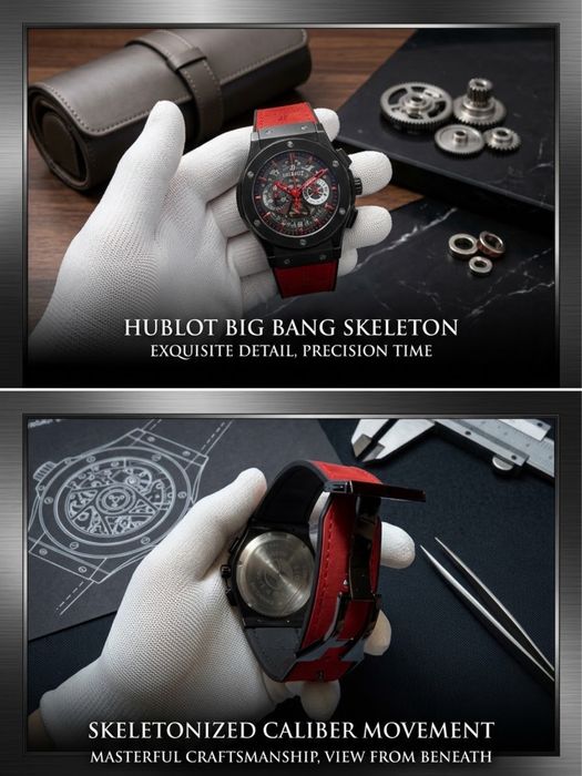 Часовник Hublot Skeleton RED