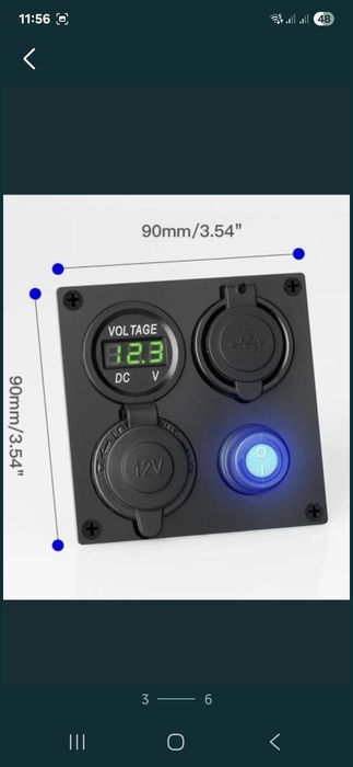 Panou cu priză bricheta•voltmetru si usb