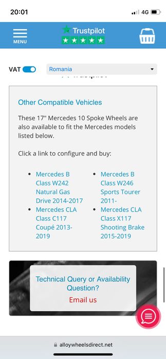 Set Roti Iarna(17)+Covorase+Roata rez. Mercedes CLA C117