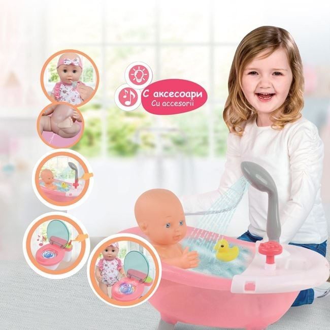Кукла бебе с ваничка с душ,тоалетна чиния и аксесоари