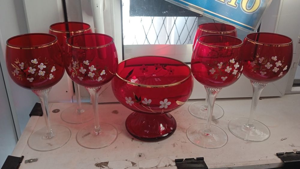 Сервиз СССР Фужеры и ваза. Богемия. Шикарный